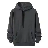 Erkek Uzun Kol Kapşonlu Basic Sweatshirt Hoodie - Füme - 1