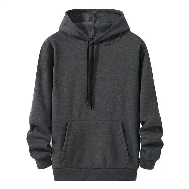 Erkek Uzun Kol Kapşonlu Basic Sweatshirt Hoodie - Füme - 1