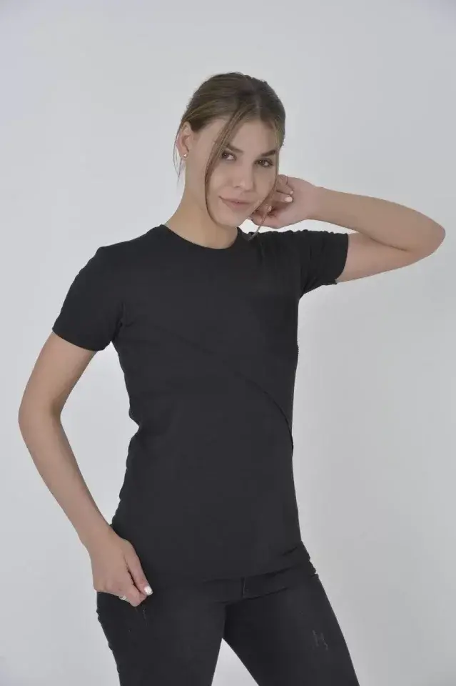 File Cepli Slim Fit T-shirt - Siyah - 1