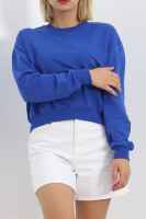 İki İplik Crop Sweat Mavi - 3