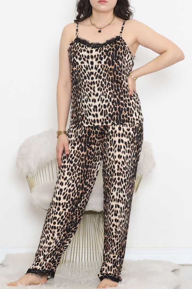 İp Askılı Battal Pijama Takımı Leopar - 2