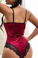 Kadife Bodysuit Gecelik Bordo - 2