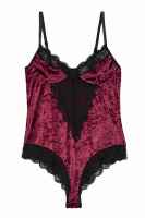 Kadife Bodysuit Gecelik Bordo - 5