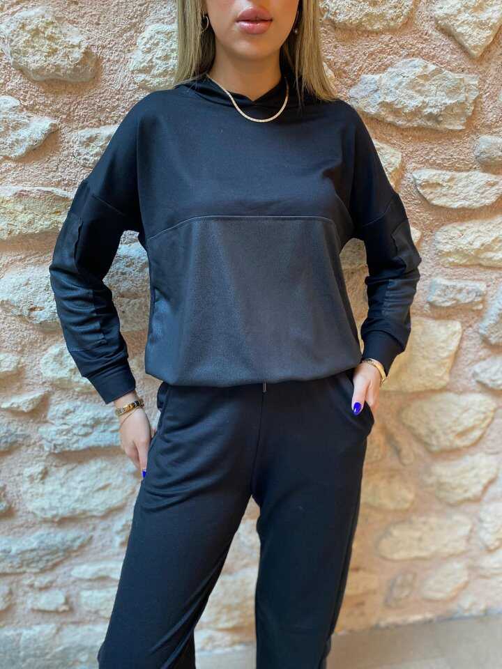 Kadın Uzun Kollu Kapüşonlu Oversize Sweat Ve Pantolon Ikili Takım - 6