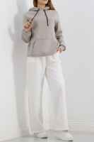 Kanguru Cep Oversize Sweat Bej - 4