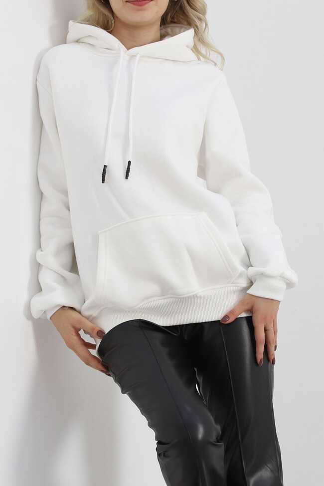 Kanguru Cep Oversize Sweat Ekru - 2