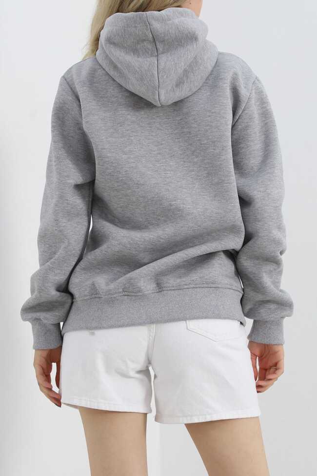 Kanguru Cep Oversize Sweat Gri - 8