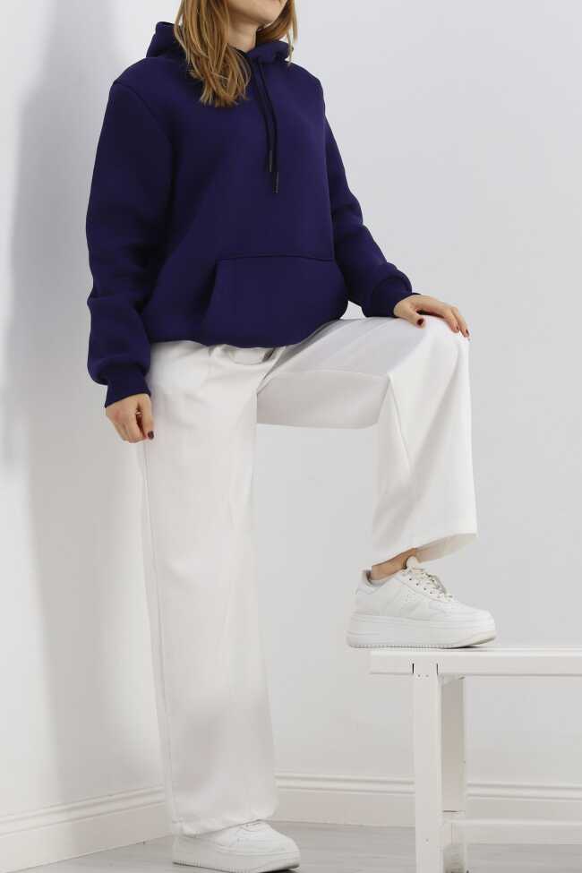 Kanguru Cep Oversize Sweat Lacivert - 2