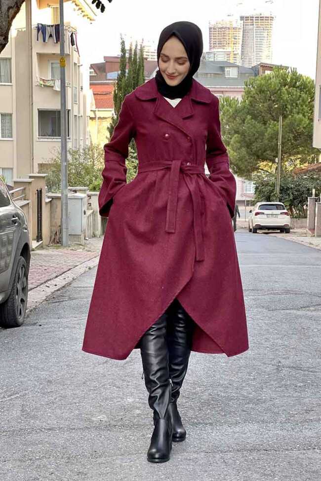 Kaşe Kaban Bordo - 1