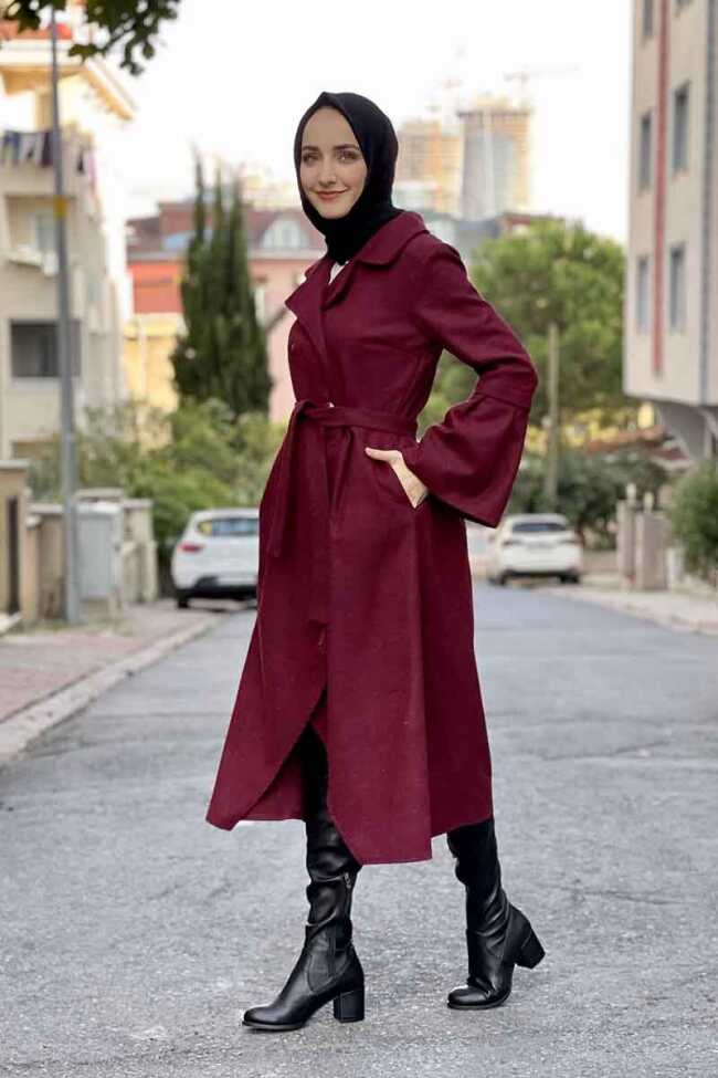 Kaşe Kaban Bordo - 3