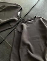 Kışlık Bisiklet Yaka Üç İplik Basic SweatShirt - Füme - 2