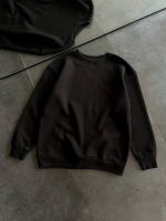 Kışlık Bisiklet Yaka Üç İplik Basic SweatShirt - Siyah - 4