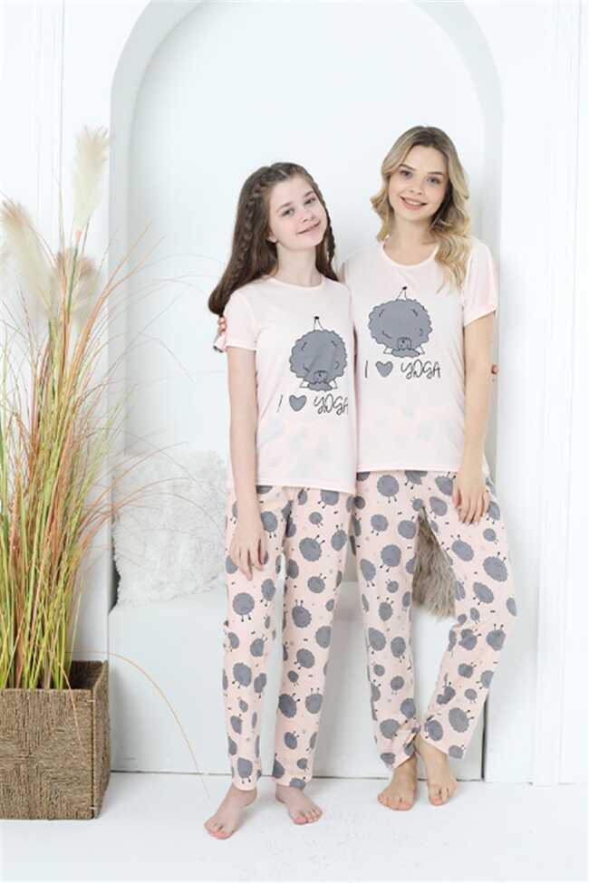 Moda Çizgi Anne Kız Aile I Love Yoga Pijama Takım Ayrı Ayrı Satılır 50101 - 3