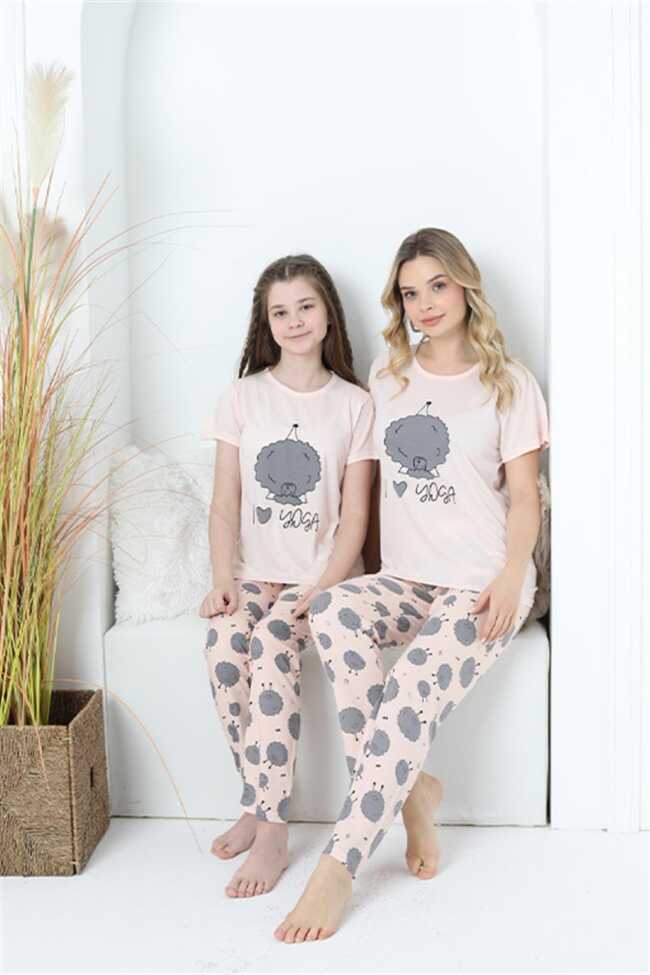 Moda Çizgi Anne Kız Aile I Love Yoga Pijama Takım Ayrı Ayrı Satılır 50101 - 4