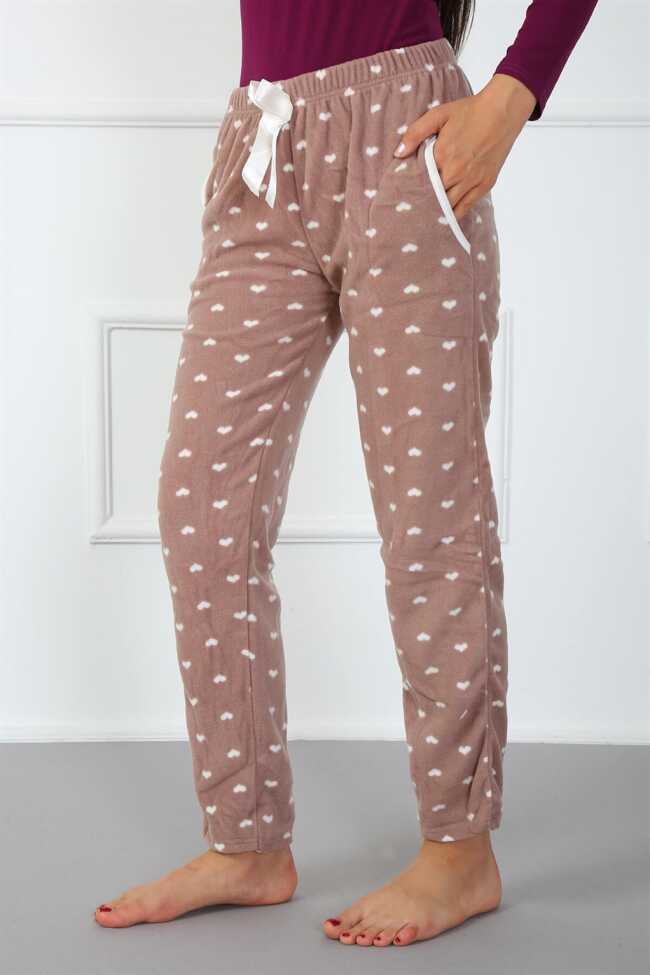 Moda Çizgi Bayan Welsoft Polar Tek Alt Pijama 210043 - 2