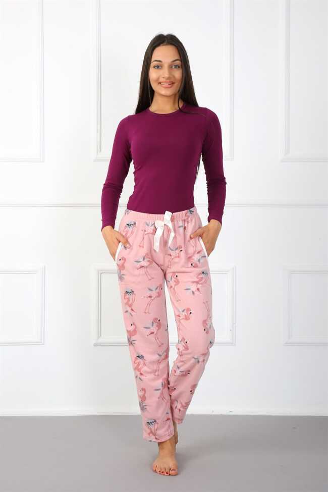 Moda Çizgi Bayan Welsoft Polar Tek Alt Pijama 210044 - 3