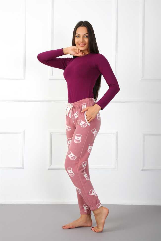 Moda Çizgi Bayan Welsoft Polar Tek Alt Pijama 210048 - 3