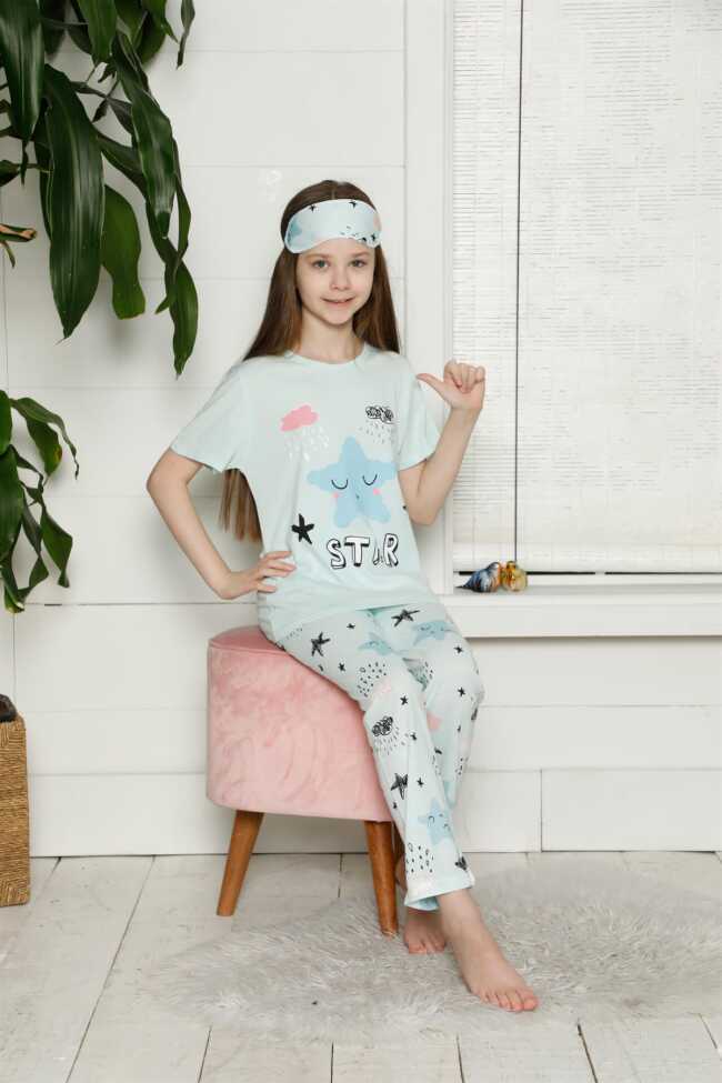 Moda Çizgi Çocuk Pamuk Kısa Kollu Pijama Takımı 4566 - 3