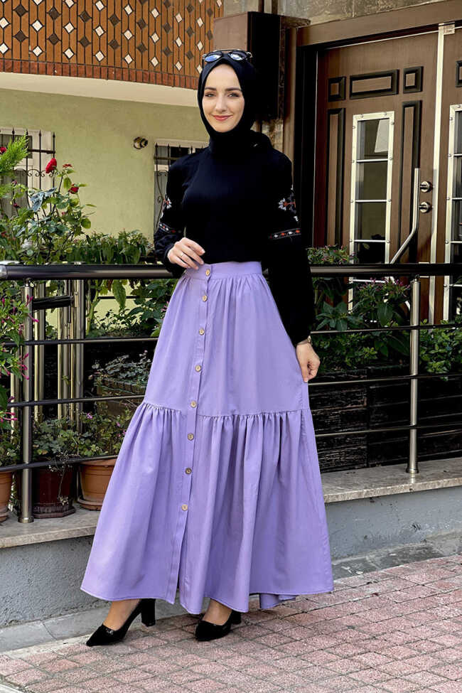 Moda Çizgi Etek - 1