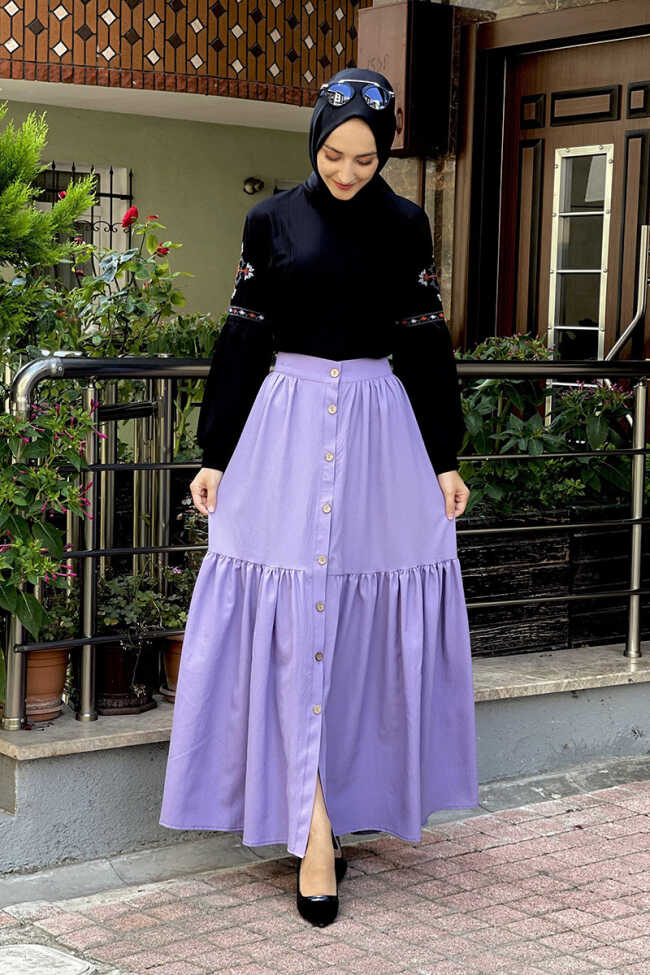 Moda Çizgi Etek - 2