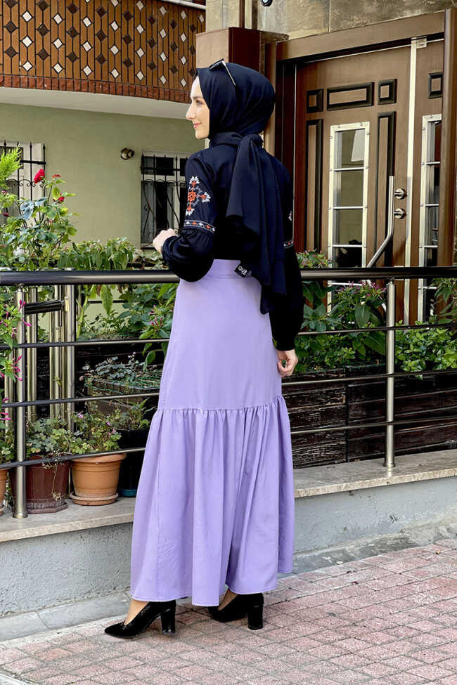 Moda Çizgi Etek - 4