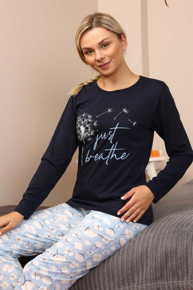 Moda Çizgi Kadın Penye Uzun Kol Pijama Takım 4189 - 5