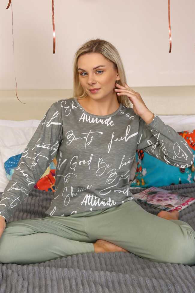 Moda Çizgi Kadın Uzun Kol Penye Pijama Takım 4206 - 3