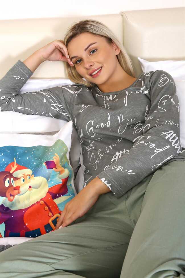 Moda Çizgi Kadın Uzun Kol Penye Pijama Takım 4206 - 4