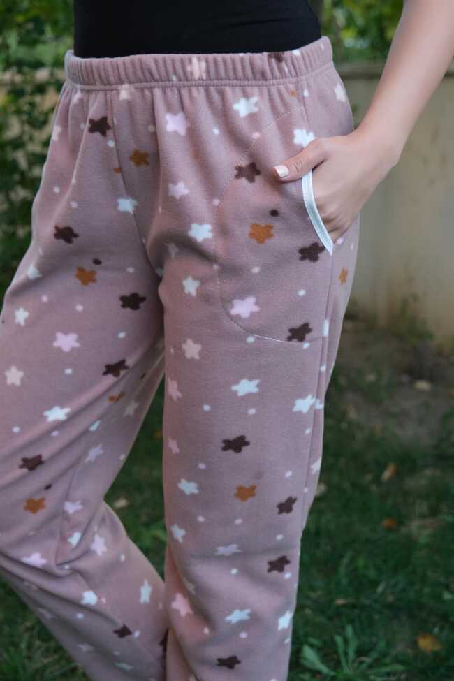 Moda Çizgi Kadın Welsoft Polar Tek Alt Pijama 210056 - 2