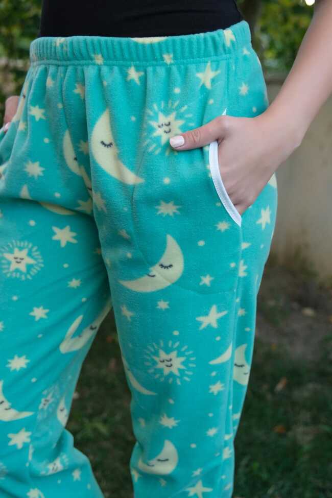 Moda Çizgi Kadın Welsoft Polar Tek Alt Pijama 210057 - 3