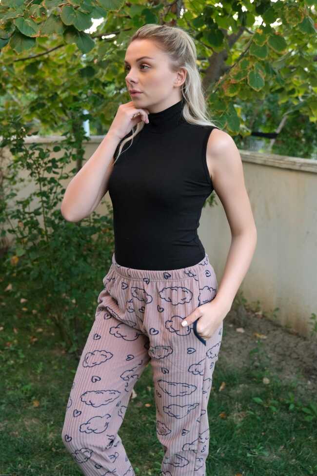 Moda Çizgi Kadın Welsoft Polar Tek Alt Pijama 210058 - 3