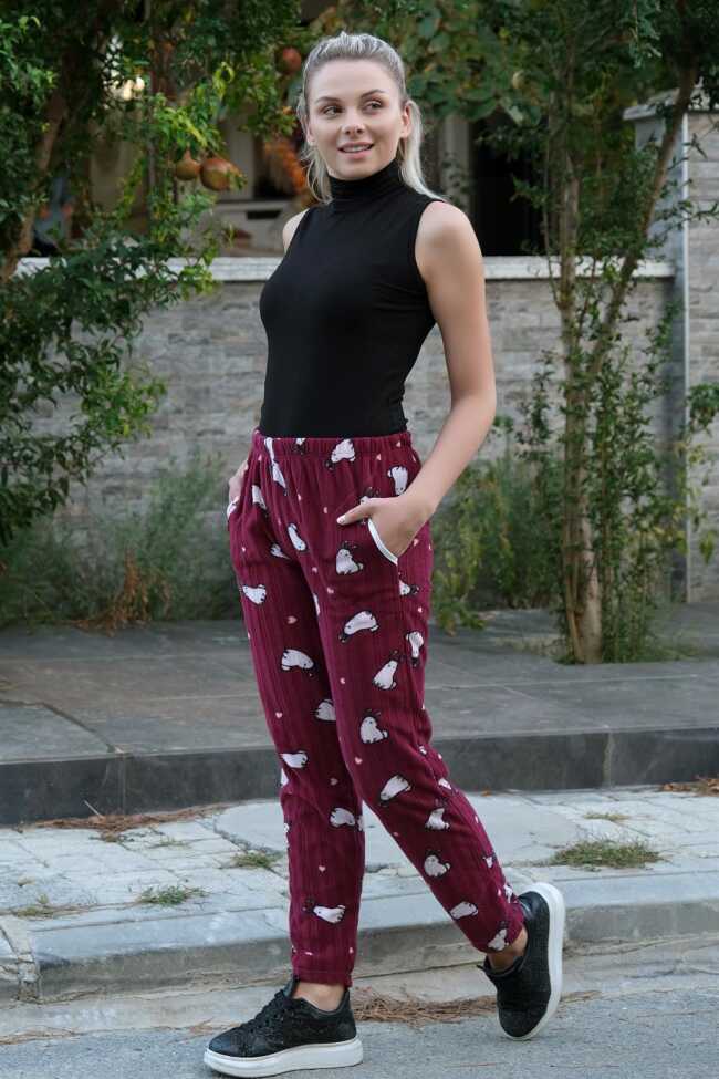 Moda Çizgi Kadın Welsoft Polar Tek Alt Pijama 210065 - 3