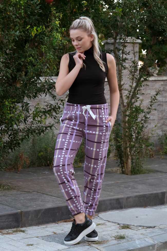 Moda Çizgi Kadın Welsoft Polar Tek Alt Pijama 210069 - 1