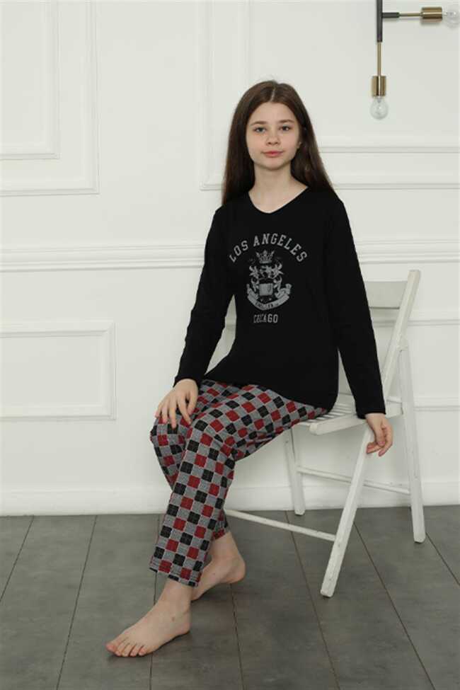 Moda Çizgi Kız Çocuk Penye Pijama Takım 20401 - 3