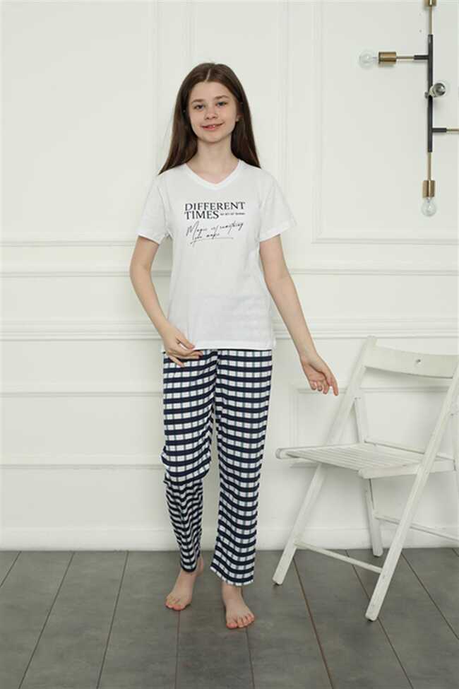 Moda Çizgi Kız Çocuk Penye Pijama Takım 20403 - 3