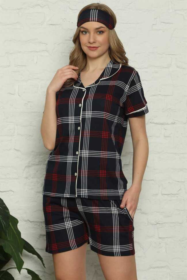 Moda Çizgi Şortlu Pijama Takım - 1