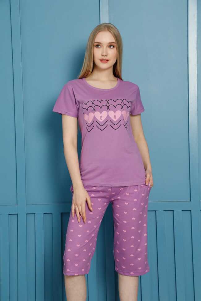 Moda Çizgi Şortlu Pijama Takım - 1