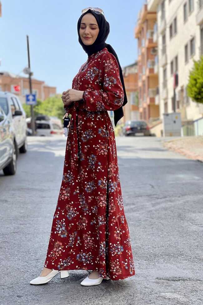 Moda Çizgi Tesettür Elbise - 4