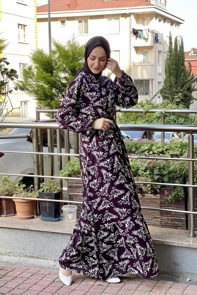 Moda Çizgi Tesettür Elbise - 2