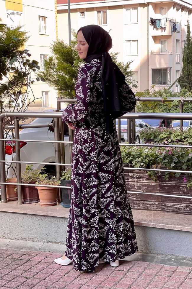 Moda Çizgi Tesettür Elbise - 5