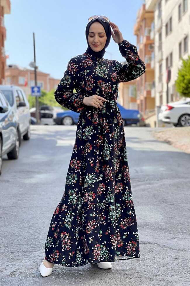 Moda Çizgi Tesettür Elbise - 1