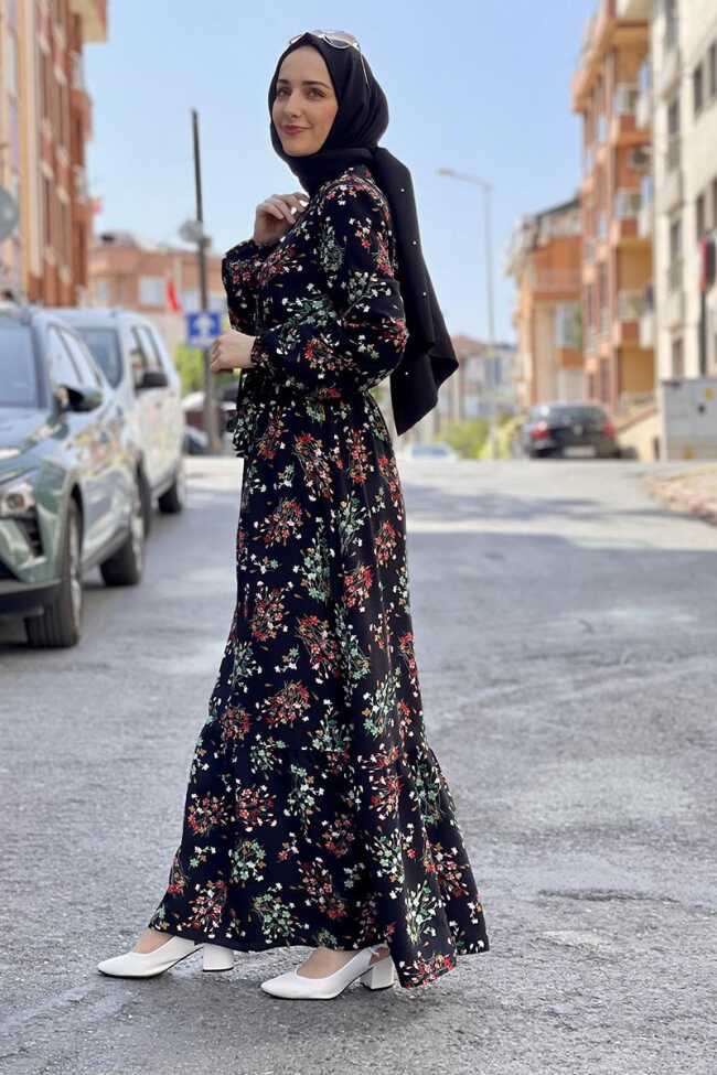 Moda Çizgi Tesettür Elbise - 5