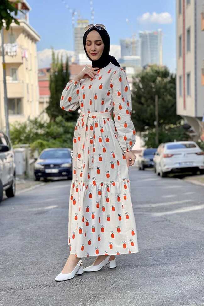 Moda Çizgi Tesettür Elbise - 4