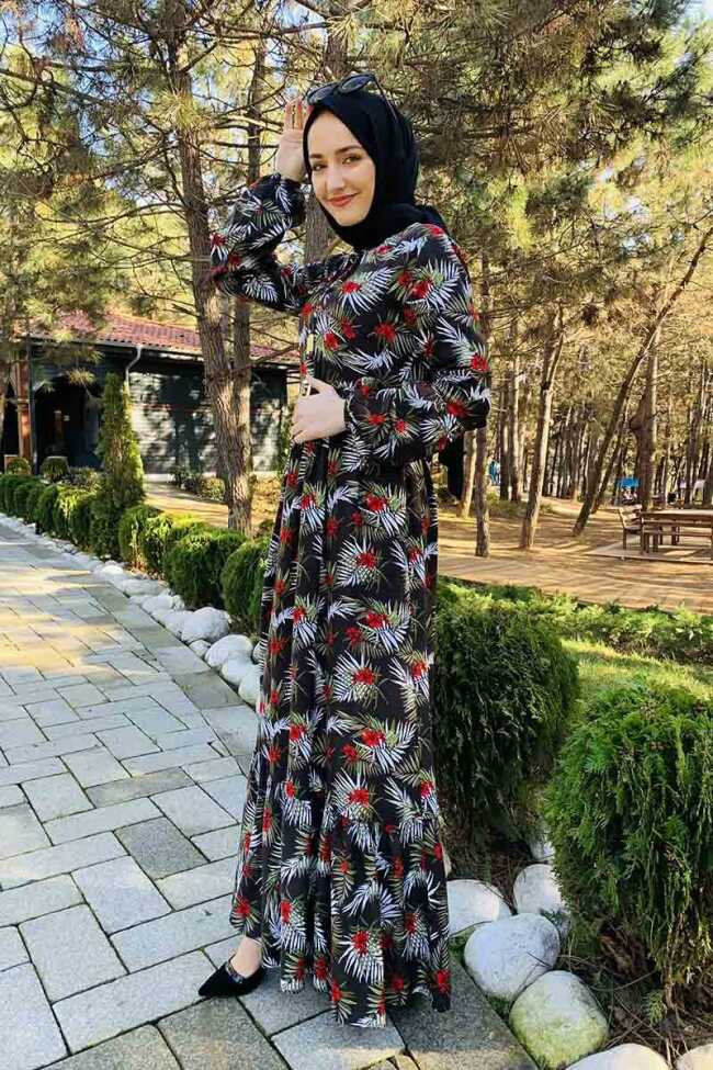 Moda Çizgi Tesettür Elbise - 2