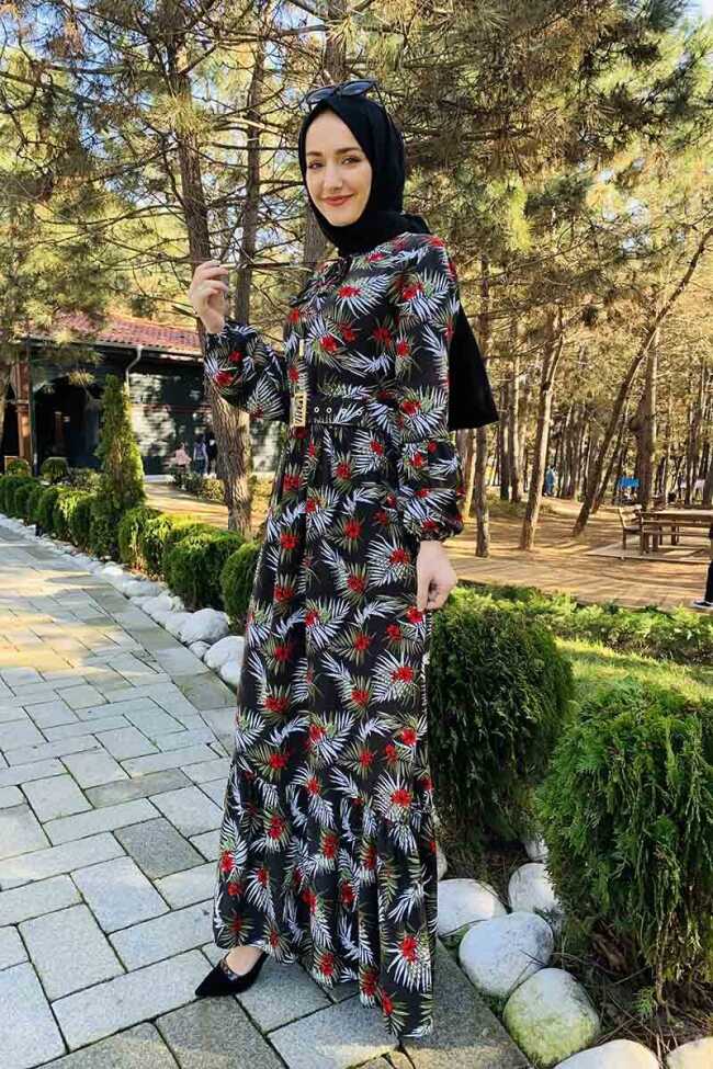 Moda Çizgi Tesettür Elbise - 3