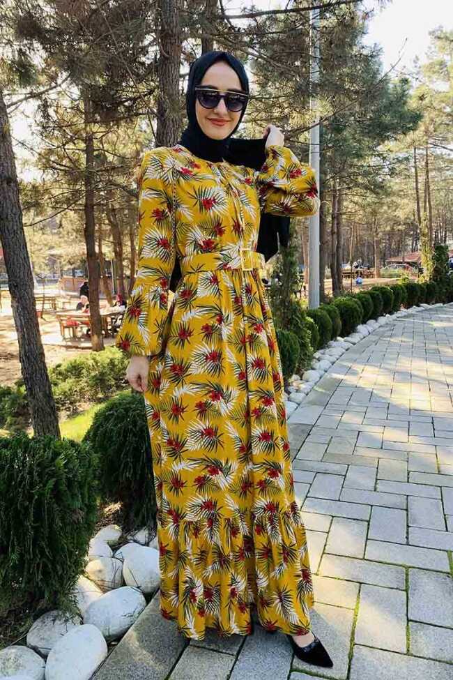 Moda Çizgi Tesettür Elbise - 4