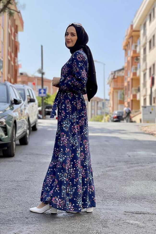 Moda Çizgi Tesettür Elbise - 4