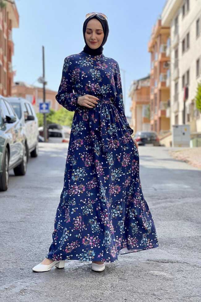 Moda Çizgi Tesettür Elbise - 5