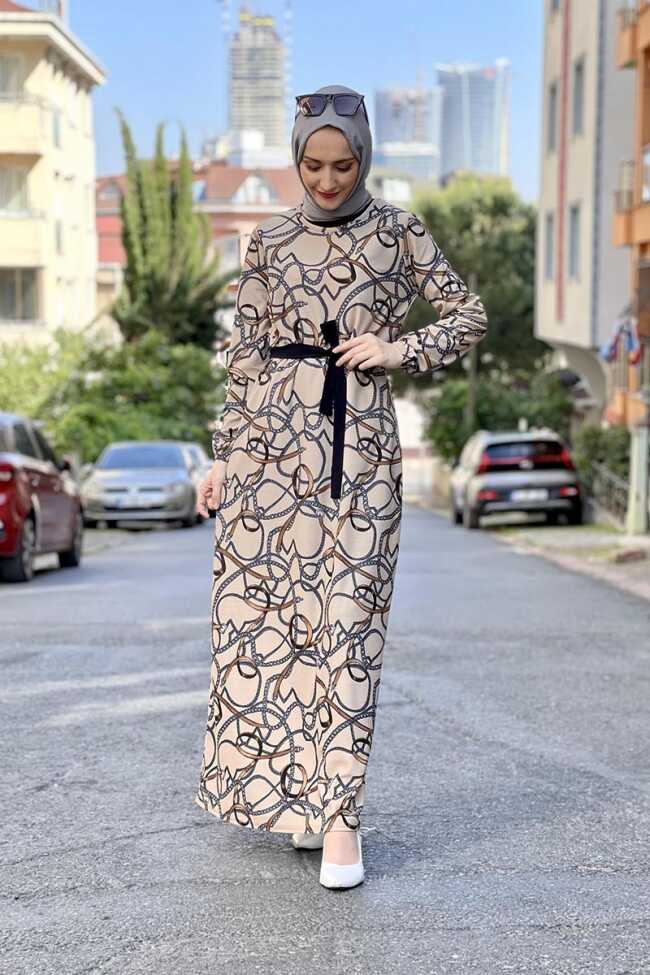 Moda Çizgi Tesettür Elbise - 1