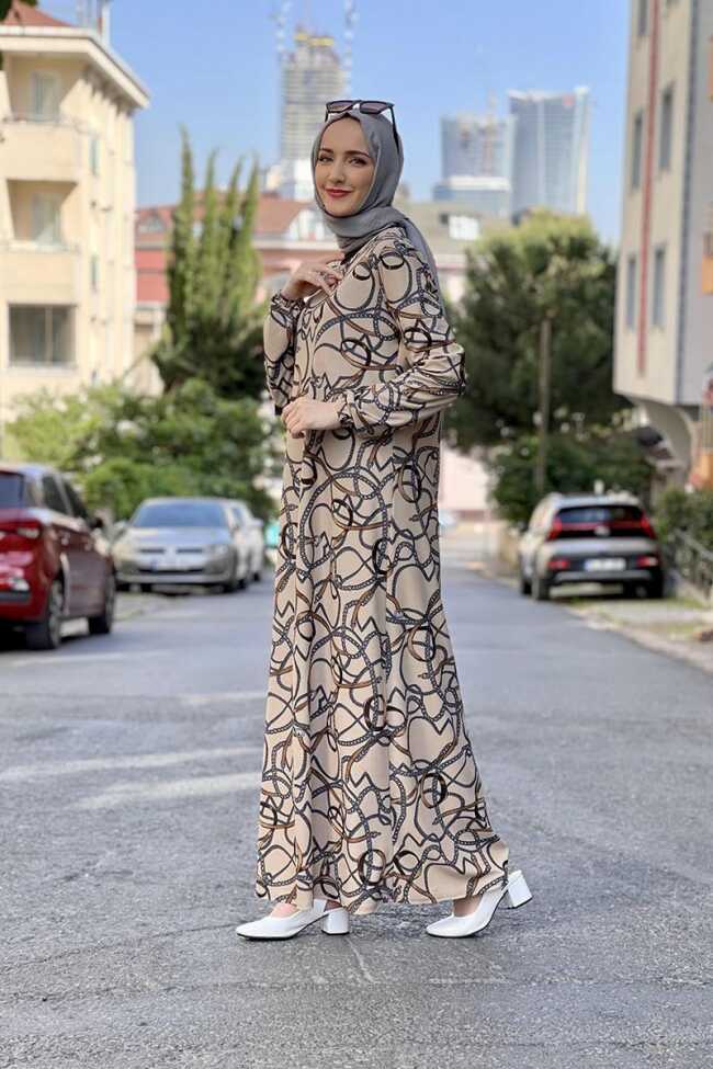 Moda Çizgi Tesettür Elbise - 3